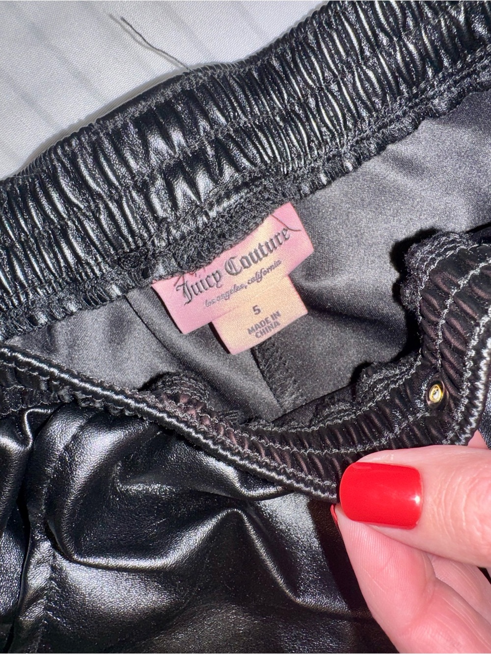 Juicy Couture Black Shiny Faux Leather Joggers